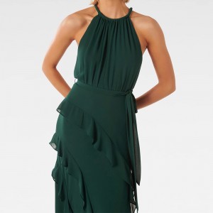 WOMEN’S TANK TOP HALTER FLOOR-LENGTH EVENING GOWN
