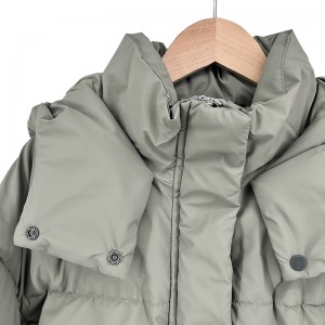 WOMEN’S WARM PUFFY COAT WITH PU – COATED HOOD, PADDED JACKET STYLE