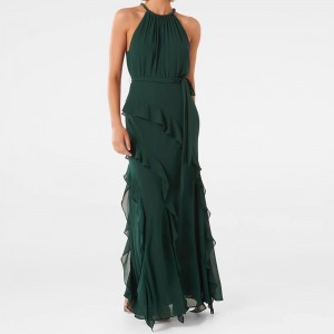 WOMEN’S TANK TOP HALTER FLOOR-LENGTH EVENING GOWN