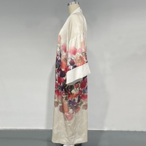 WOMEN’S DUBAI SATIN PRINTED CARDIGAN GOWN