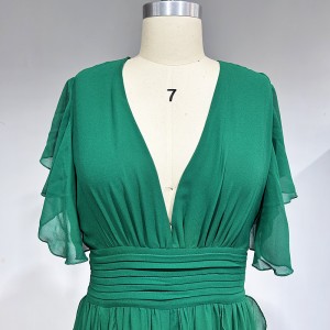 WOMEN’S V NECKED FRILLY DRESS EVENING DRESS