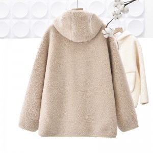 WOMEN’S CASUAL HOODED SHERPA FLEECE JACKET