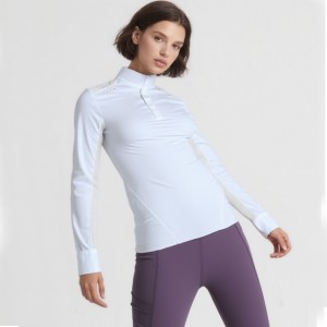 WOMEN’S QUICK-DRYING ELASTIC SLIMMING BREATHABLE MESH PATCHWORK LONG-SLEEVED POLO EQUESTRIAN CLOTHING