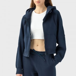 WOMEN’S KNIT HOODED SPORTS ZIPPER JACKET