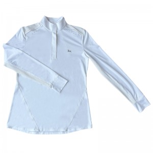 WOMEN’S QUICK-DRYING,ELASTIC,SLIMMING,BREATHABLE MESH PATCHWORK LONG-SLEEVED POLO EQUESTRIAN CLOTHING