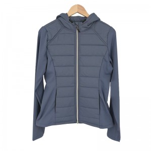 WOMEN’S AUTUMN AND WINTER WARM HOODED PATCHWORK THIN COTTON CARDIGAN JACKET GOLF SPORTS JACKET