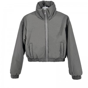 WOMEN’S WARM PADDED COAT WITH MOTORCYCLE – STYLE STAND COLLAR , PUFFY JACKET STYLE