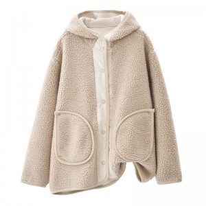 WOMEN’S CASUAL HOODED SHERPA FLEECE JACKET