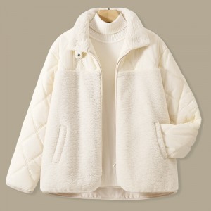 WOMEN’S CASUAL STAND – COLLAR SHERPA FLEECE – PANELEDCOTTON – PADDED JACKET