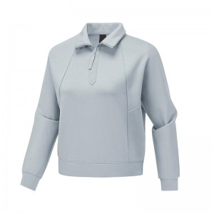 WOMEN’S LOOSE-FIT ATHLETIC HALF-ZIP FUNNEL-ZIP FUNNEL-NECK SWEATSHIRT JACKET