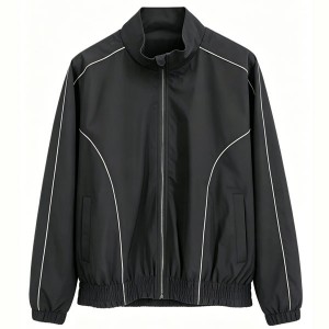 MEN’S SPRING & SUMMER COLOR-BLOCKED REFLECTIVE  STRIP STAND COLLAR OUTDOOR LIGHTWEIGHT SPORTS JACKET