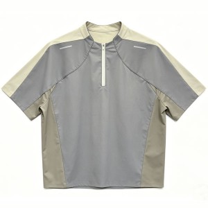 MEN’S COLOR-BLOCKED HALF-ZIP QUICK-DRYING COOL-FEEL OUTDOOR SPORTS SHORT-SLEEVE  T-SHIRT