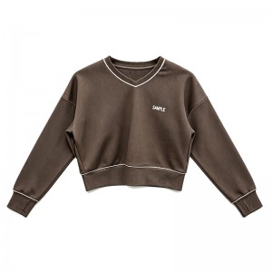 WOMEN’S KNITTED STRIPED V-NECK SPORTS SWEATSHIRT
