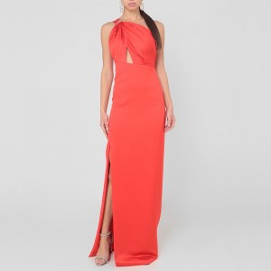 WOMEN’S LONG ONE-SHOULDER SLIT FLOOR-LENGTH SLIMMING PARTY DRESS EVENING GOWN