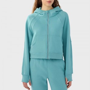 WOMEN’S KNIT HOODED SPORTS ZIPPER JACKET