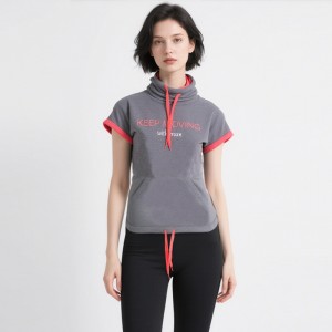 LADIES SPORTS HIGH NECK SHORT SLEEVE PULLOVER SWEATER