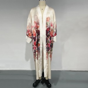 WOMEN’S DUBAI SATIN PRINTED CARDIGAN GOWN