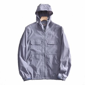 MEN’S SPRING SUMMER OUTDOOR WATERPROOF BREATHABLE UV PROOF CASUAL SOLID COLOR HOODED SKIN COAT