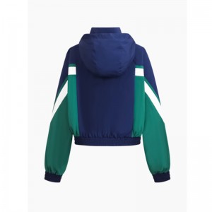 WOMEN’S WOVEN COLOR-BLOCKED HOODED ZIP-UP SPORTS JACKET