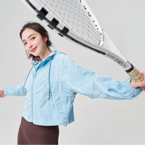 WOMEN’S WOVEN ZIP-UP HOODED SUN PROTECTION SPORTS JACKET