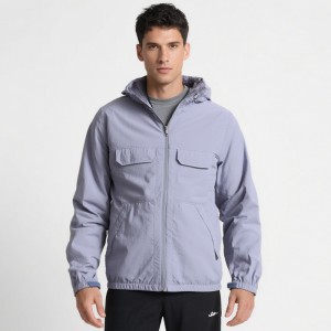 MEN’S SPRING SUMMER OUTDOOR WATERPROOF BREATHABLE UV PROOF CASUAL SOLID COLOR HOODED SKIN COAT
