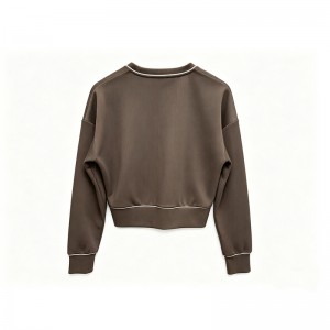 WOMEN’S KNITTED STRIPED V-NECK SPORTS SWEATSHIRT