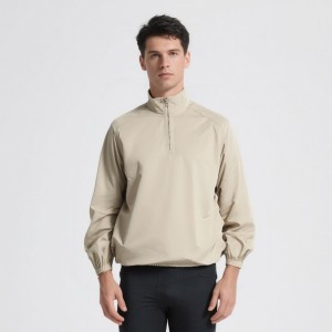 MEN’S KHAKI STAND COLLAR JACKET SPORTS CASUAL LIGHT SEMI-CARDIGAN JACKET