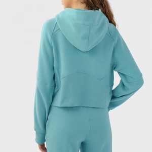 WOMEN’S KNIT HOODED SPORTS ZIPPER JACKET