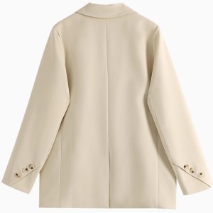 NEW WOMEN’S BEIGE WHITE SUIT JACKET AUTUMN LOOSE CASUAL HIGH-GRADE PROFESSIONAL SMALL SUIT