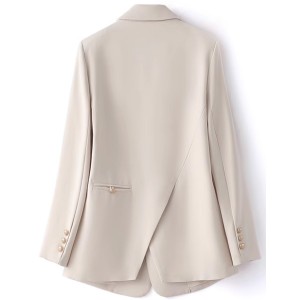 WOMEN’S NEW CASUAL RELAXED TEMPERAMENT DOUBLE BREASTED HIGH SENSE BEIGE SUIT JACKET TOP