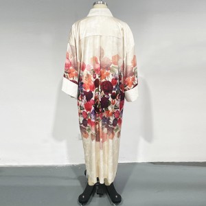 WOMEN’S DUBAI SATIN PRINTED CARDIGAN GOWN
