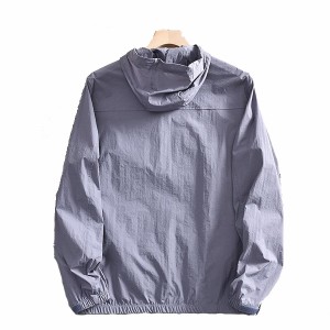 MEN’S SPRING SUMMER OUTDOOR WATERPROOF BREATHABLE UV PROOF CASUAL SOLID COLOR HOODED SKIN COAT