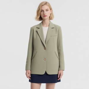 WOMEN’S SPRING AND AUTUMN NEW SENIOR SENSE OLIVE GREEN CASUAL SMALL SUIT JACKET