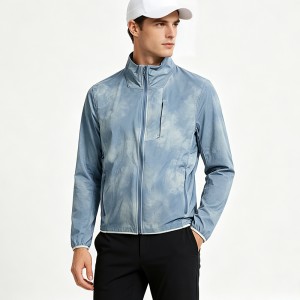 MEN’S WOVEN PRINTED ZIP-UP STAND COLLAR GOLF JACKET