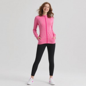 WOMEN’S KNITTED SPORTS HOODED ZIPPER JACKET