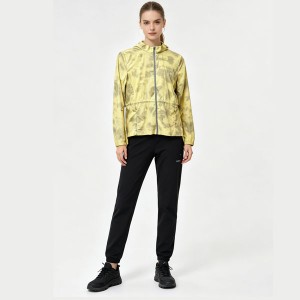 WOMEN’S SPRING AND SUMMER SUN PROTECTION YELLOW  PRINTED SPORTS CASUAL ZIP-UP THIN SKIN JACKET