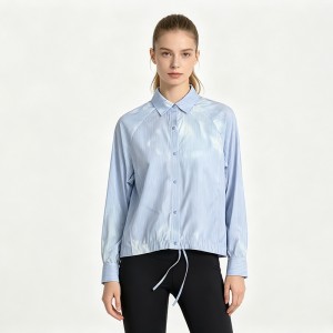 WOMEN’S WOVEN STAND COLLAR STRIPED BEAM DYE PRINTED SUN PROTECTION SPORTS JACKET