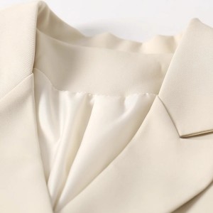 NEW WOMEN’S BEIGE WHITE SUIT JACKET AUTUMN LOOSE CASUAL HIGH-GRADE PROFESSIONAL SMALL SUIT