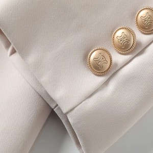 WOMEN’S NEW CASUAL RELAXED TEMPERAMENT DOUBLE BREASTED HIGH SENSE BEIGE SUIT JACKET TOP