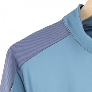 MEN’S SUMMER ELASTIC COMFORTABLE STAND UP COLLAR HALF ZIPPER GOLF SPORTS COLOR CONTRAST FAKE TWO PIECE LONG-SLEEVED T-SHIRT TOP