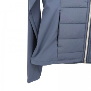 WOMEN’S AUTUMN AND WINTER WARM HOODED PATCHWORK THIN COTTON CARDIGAN JACKET GOLF SPORTS JACKET