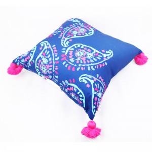 National Style Printed Tassel Pillow