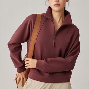 WOMEN’S LOOSE-FIT ATHLETIC HALF-ZIP FUNNEL-ZIP FUNNEL-NECK SWEATSHIRT JACKET