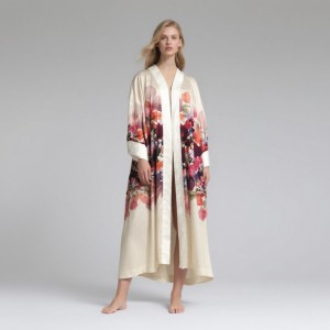 WOMEN’S DUBAI SATIN PRINTED CARDIGAN GOWN