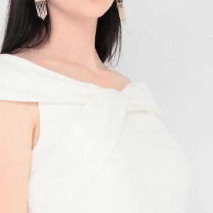 WOMEN’S WHITE ONE-LINE SHOULDER WIDE-LEG JUMPSUIT