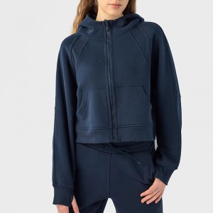 WOMEN’S KNIT HOODED SPORTS ZIPPER JACKET