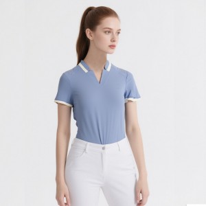 WOMEN’S COOL AND BREATHABLE V-NECK LASER PERFORATED EQUESTRIAN SPORTS SHORT SLEEVED T-SHIRT