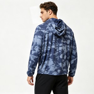 MEN’S WOVEN TIE-DYE PRINTED HOODED ZIP-UP SPORTS JACKET