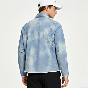 MEN’S WOVEN PRINTED ZIP-UP STAND COLLAR GOLF JACKET