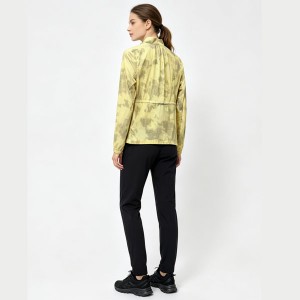 WOMEN’S SPRING AND SUMMER SUN PROTECTION YELLOW  PRINTED SPORTS CASUAL ZIP-UP THIN SKIN JACKET